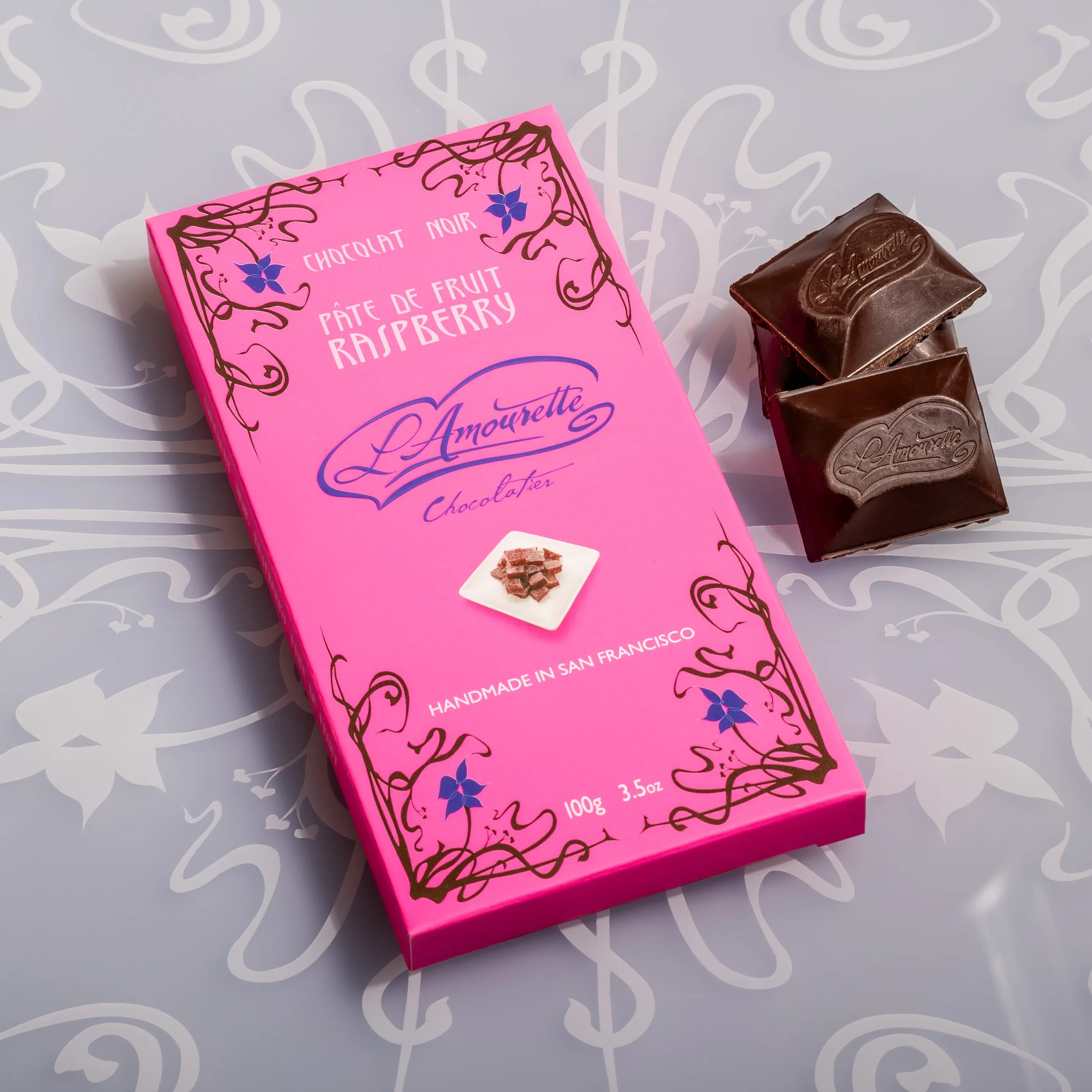 72% Dark Chocolate with Raspberry – L'Amourette Chocolat